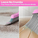 JOYMOOP Pink Broom and Dustpan Set with 56” Handle, Upright Angle with Built-in Comb Teeth for Hardwood Floors and Pet Hair by CozyNest Decor