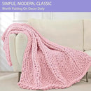 Bigacogo Chunky Knit Throw Blanket for Couch, 40x80 inches, 100% Hand Knitted with Thick Jumbo Chenille Yarn, Cozy Soft Large Rope Knot Cable Crochet Blankets for Sofa Bed Living Room, Blush Pink by CozyNest Decor