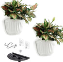 2 Pack Resin Wall Hanging Planter Pots Vertical Garden Living Wall Mount Window Hang Box Container Indoor Outdoor for Plants Flowers Kitchen Herbs Holder with Drainage Water Reservoir Decor White by GreenHaven Gardens