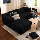 ovios 104" Cloud Sectional Couch with L-Shape Chaise,Modern Modular Sofa with Deep Seat, Upholstered Couches for Living Room Bedroom,No Assembly Required, Black (Corduroy Fabric) by CozyNest Decor