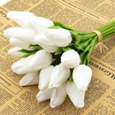 Buart Artificial Tulip in Bulk for Home Kitchen Wedding Bridal Bouquet,Fake White Flowers for Valentine's Day Mother's Day Easter Table Centerpieces Decorations(Mini Size,Real-Touch,12pcs) by CozyNest Decor