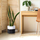 8 Inch Self-Watering Planter Pot with Terracotta Insert, Deep Water Reservoir, and Ceramic-Alike BPA-Free Plastic Planter Pot for Plant, Modern Planter for Houseplants, Black/White, 53-C-T-7 by CozyNest Decor