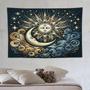 HZOHNAGO Sun Moon Tapestry Boho Golden Stars Pattern Printed Wall Tapestry Wall Hanging for Bedroom Living Room Dorm 90" W x 60" H by CozyNest Decor