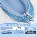 Baby Lounger - Baby Lounger for Newborn 0-24 Months, Breathable & Soft Cotton and Velvet Cover Baby Nest, Portable Tummy Time Lounger for Home and Travel, Ideal Baby Essentials & Shower Gifts by TinyTreasures Baby Boutique