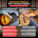 Pyle Beginner Acoustic Guitar Kit, 3/4 Junior Size All Wood Instrument for Kids, Adults, 36" Sunburst Teardrop Matte by TinyTreasures Baby Boutique
