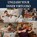 Cecilio 1/2 Size Natural Varnish Violin for Beginners, Hand-Carved Solid Spruce Top, Maple Back & Sides, Full Fiddle Kit with Hard Case, Bows, Rosin, Shoulder Rest, Lesson Book by TinyTreasures Baby Boutique