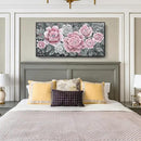 Large Pink Wall Art for Living Room- Pink and Black Peony Floral Canvas Wall Art Modern Framed Moody Black and White Wall Picture Flower Artwork Decor for Bedroom Dining Room Office 48x24 by CozyNest Decor