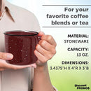 DISCOUNT PROMOS Ceramic Campfire Coffee Mugs 13 oz. Set of 10, Bulk Pack - Perfect for Tea, Espresso, Cappuccino, Hot Cocoa - Maroon by TinyTreasures Baby Boutique
