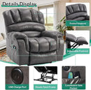 VIVIJASON Large Dual OKIN Motor Lay Flat Sleeper Lift Recliner Chair with Heat & Massage for Elderly, Infinite Position Electric Power Recliner with 2 Remote Controls, Side Pockets & USB Ports, Gray by CozyNest Decor