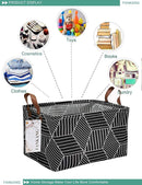 FANKANG Storage Basket,Nursery Hamper Canvas Laundry Basket Foldable with Waterproof PE Coating Storage, Office, Bedroom, Clothes,Toys (Rec-Black Cube) by TinyTreasures Baby Boutique