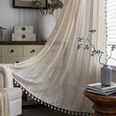 Sutuo Home Boho Curtains Crochet Lace Semi-Sheer Bohemian Hollow Knitted Handmade Tassels, Rod Pocket Window Treatment Vintage Rustic Farmhouse Drapes for Living Bedroom, 1 Panel 59" W x 84" L, Beige by CozyNest Decor