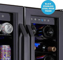 NewAir 24" Dual Zone Wine and Beverage Refrigerator, 18 Bottle & 58 Can, French Door Built-In Fridge with Lock, Black Stainless Steel Cooler, Digital Thermostat, Adjustable Shelves by CozyNest Decor