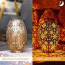 Solar Lanterns Outdoor Waterproof - 2 Pack Hanging Solar Lights Outdoor, Halloween Decorative Retro Metal Lanterns with Handles for Yard, Patio, Tabletop, Pathway, Gardening Gifts for Women Men