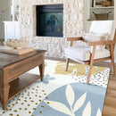 Lahome Boho Blue Living Room Carpet - Washable Area Rugs 4x6 Non-Slip Ultra-Thin Soft Bedroom Rugs Nursery Kids Room, Botanical Print Indoor Modern Floral Carpet Rug for Classroom Laundry Room Office by TinyTreasures Baby Boutique