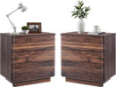 JXQTLINGMU 22" Modern Nightstand Set of 2 with Charging Station, Large Push-to-Open End Table, Wood Bedside Table, Curved Profile, Handleless 3 Drawer Night Stand for Bedroom, Living Room, Brown by CozyNest Decor