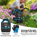 Garden Tool Set with Non Slip Rubber Grip,11 Piece Stainless Steel Gardening Tool Sets,Thickened Repotting Mat & Storage Tote Bag,Heavy Duty Outdoor Hand Tools Uprooting Weeding Tool, Ideal Gifts Blue by GreenHaven Gardens