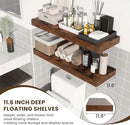 Deep Floating Shelves, 12 Inch Deep Rustic Floating Shelves for Wall Set of 2, 36W x 12D Large Wood Shelves for Living Room Bathroom Laundry Room Bedroom Kitchen Home Office - Rustic Brown by CozyNest Decor