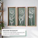 3D Floral Green Wall Art (Set of 3) Lightweight, Wooden Ready-to-Hang Boho Framed Wall Art for Bathroom, Master Bedroom, Living Room or Office - Premium Sage Green Farmhouse Decor - Gift-Boxed by CozyNest Decor
