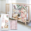 Custom Name Crib Bedding Set - Horse & Cow Pattern, Personalized Floral Nursery Bedding 3-Piece Set– Soft Blanket, Fitted Sheet, Changing Pad Cover – for Newborns Girls Nursery Gifts by TinyTreasures Baby Boutique