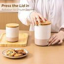 Yangbaga Canister Sets for Kitchen Counter, 40 OZ Large Ceramic Food Storage Jars with Airtight Wood Lids, Large Kitchen Canisters for Coffee, Sugar, Tea, Flour, Spice Visit the Store by CozyNest Decor