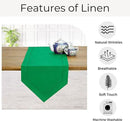 D'Moksha Homes Kelly Green Linen Table Runner 120 Inches Long - 100% Pure Linen Diamond Table Runner 14 x 120 Inch for Dining, Fall and Halloween - Machine Washable by CozyNest Decor