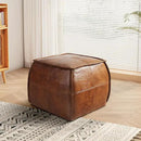 Leather Ottoman,Handmade Stuffed Square Ottoman,Genuine Leather Pouf, Foot Rest Pouf,Comfortable Soft Seating for Living Room & Bedroom (Brown, Square) by CozyNest Decor