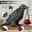 Gothic Home Decor Fake Crow Light Holder Raven Lamp Tealight Candle Holder Resin Statue Half Silver by CozyNest Decor