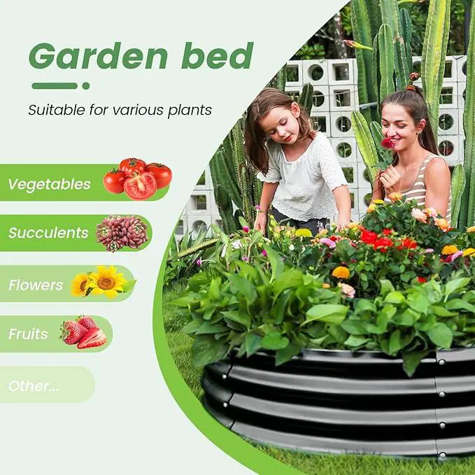 Land Guard 3×3×1ft Galvanized Raised Garden Bed Kit, Round Galvanized Planter Raised Garden Boxes Outdoor, Large Metal Raised Garden Beds for Vegetables, Grey, photo 3 of 6