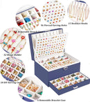 Earring Jewelry Box for Women Girls Stud Organizer, 5 Layers Navy Jewelry Organizer Box With Lock Earring Holder Organizer Ring and Necklace Jewelry Box with Earrings Holder for Women Girls by TinyTreasures Baby Boutique