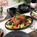 vicrays Serving Platter Ceramic Tray Plates Extra Large Oval 14.5 Inch Porcelain Dinner Plates Long Serving Dish Set Entertaining Party Restaurant Food Meat Sushi Fish Turkey Platter - Black by CozyNest Decor