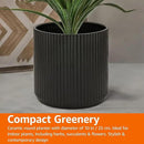 Amazon Basics Fluted Ceramic Round Planter, 10-inch, Black by CozyNest Decor