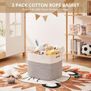 OIAHOMY 13 Kallax Inch Cube Storage Bins, 3-Pack Cotton Rope Woven Baskets for Organizing, Kallax Insert Storage Baskets for Shelves, Baby Nursery, Closet Organizer, 15*13*12.6IN, Grey & White by TinyTreasures Baby Boutique
