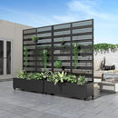 Casaphoria Metal Raised Garden Bed with Trellis and Wheels, 72"x47"x16" Planter Box for Climbing Plants, Vegetables & Vines, Features Drainage Holes and Privacy Screen (Black-Harold)