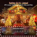 Hezbjiti 1000 LED 403 FT Christmas String Lights Outdoor, 8 Lighting Modes IP44 Waterproof Fairy Lights with Timer and Dimmable Function for Home Party Tree Decorations (Warm White, Clear Wire) by GreenHaven Gardens