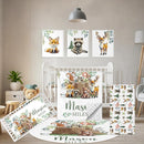 Personalized Baby Bedding Set, 5 Pcs Custom Baby Crib Sets with Name, Toddler Bedding Set for Baby Boys Girls, Forest Animal Double Layer Nursery Bedding Set, Customized Gifts for Infants Kids by TinyTreasures Baby Boutique