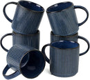 famiware Coffee Mug Set for 6, Star 12 oz Catering Mugs Cup Set with Handle for Coffee, Tea, Cocoa, Milk - Ceramic Stoneware Drinkware Set, Nebulas Blue by CozyNest Decor