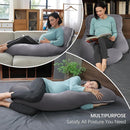 MOON PARK Pregnancy Pillows for Sleeping - U Shaped Full Body Maternity Pillow with Removable Cover - Support for Back, Legs, Belly, HIPS - 57 Inch - Dark Grey - Cooling Cover by TinyTreasures Baby Boutique