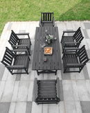 7 Pieces HDPE Outdoor Dining Set, Patio Dining Set with Umbrella Hole, All Weather Outdoor Dining Table Sets for 6, HDPE Patio Furniture Sets for Deck, Backyard, Lawn, and Poolside, Obsidian by CozyNest Decor