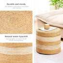Handwoven Ottoman Pouf, Natural Water Hyacinth Footstool, Round Braided Outdoor Seat with Sturdy Frame, Boho Accent Stool for Patio, Balcony, or Garden (White) by CozyNest Decor