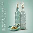 COOK WITH COLOR Glass Olive Oil Bottle Dispenser - 2 Pack- 17oz Oil and Vinegar Cruet - Olive Oil Carafe Decanter for Kitchen by CozyNest Decor