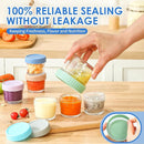 DRKIO 6 Pack Glass Baby Food Storage Containers - 4 Oz Baby Food Jars with Lids Baby Food Maker Microwave Dishwasher Freezer Safe 100% Leak Proof BPA Free Reusable by TinyTreasures Baby Boutique