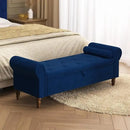 Storage Ottoman Bench for Bedroom, 63" End of Bed Bench with Rolled Arms Upholstered Ottoman Bench Fit for Bedroom, Living Room, Entryway, Velvet Navy Blue by CozyNest Decor