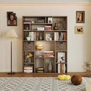 71” Tall Wooden Bookcase 6-Tier Large Bookshelves with 2 Woven Baskets, 55" Wide Floor Standing Wood Display Organizer Shelves for Living Room（Brown） by CozyNest Decor