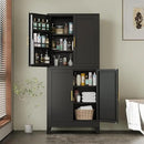 75" H Metal Storage Cabinet, Pantry with 6 Door Shelves and 4 Adjustable Shelves, Leveling Foot for Kitchen, Living Room and Dinning Room, Black by CozyNest Decor