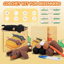 Crochet Kit for Beginners - 2 PCS Dachshund Crochet Kits with Step-by-Step Video Tutorials, Beginner Crochet Kit for Adults, Crochet Animal Kit for Kids, Dog Craft Knitting Kit by TinyTreasures Baby Boutique