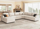 Nolany Modular U-Shape Oversized Corner Sectional Sofa with Storage Ottoman, Corduroy Fabric, Beige, 72.9"D x 128.5"W x 35"H by CozyNest Decor