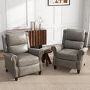 UIXE Pushback Recliner Chairs Set of 2, Faux Leather Armchair Push Back Accent Chair for Living Room, Rivet Trim Club Arm Chair Overstuffed Home Theater Single Sofa Reading Seat with Footrest - Gray by CozyNest Decor