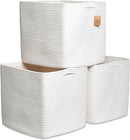 NaturalCozy 13x15x13 Kallax Storage Cubes, 3 Pack | Cotton Rope Cube Storage Bins Woven Baskets for Organizing | Kallax Insert Baskets for Shelves Organizer, Kids Toy, Pantry, Closet, Baby Nursery by TinyTreasures Baby Boutique