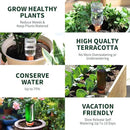 Wine Bottle Watering Spikes, Terracotta Watering Spikes for Out | Indoor Plants, Self Watering Planter Insert, Vacation Plant Watering Devices, Clay Plant Watering Globes, 8-Pack by GreenHaven Gardens