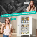 75" Tall Pantry Cabinet,Farmhouse Kitchen Pantry Storage Cabinets with 2 Doors and 5 Shelves,White Metal Storage Cabinet,Large Cupboard for Home,Kitchen,Dining/Living Room by CozyNest Decor